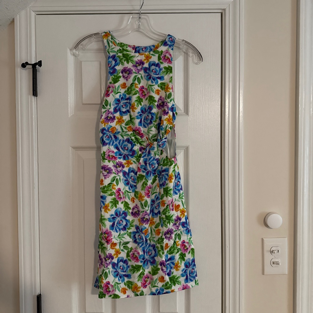 Women's For Love & Lemons Floral Mini Dress S White Blue Purple